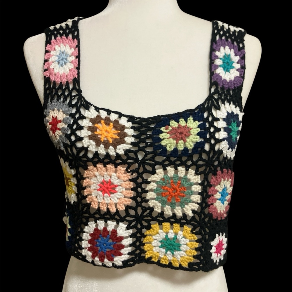 Crochet Square Tank Top - Multicolor
